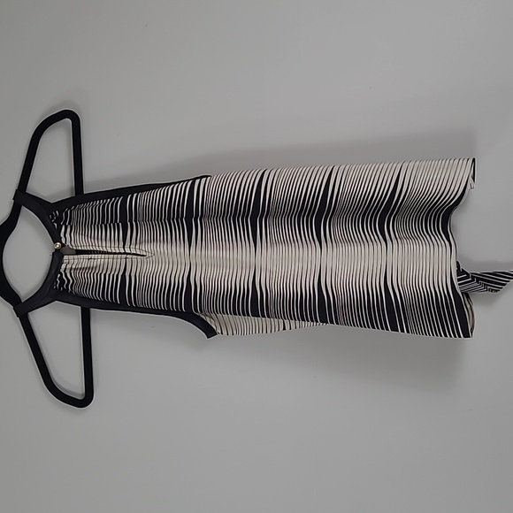 Alex & Trixie silk and black leather halter style striped top - Picture 5 of 6